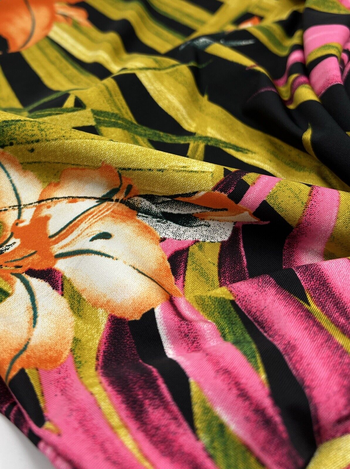 Floral Leaves Print Soft Touch Stretch Fabrics - T9 Fabrics