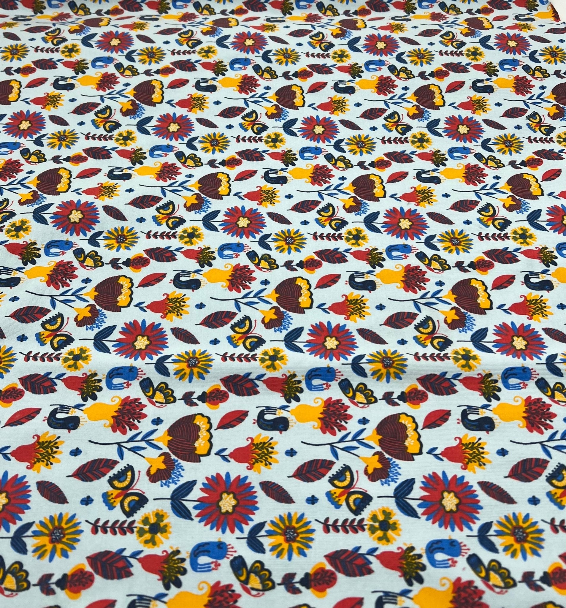 Flower Garden Sweatshirting Cotton Lycra 2 Way Stretch - T9 Fabrics