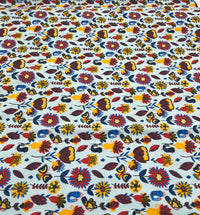 Flower Garden Sweatshirting Cotton Lycra 2 Way Stretch - T9 Fabrics