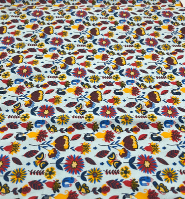 Flower Garden Sweatshirting Cotton Lycra 2 Way Stretch - T9 Fabrics