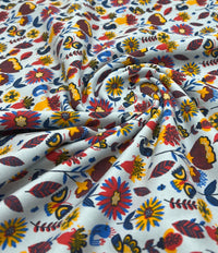 Flower Garden Sweatshirting Cotton Lycra 2 Way Stretch - T9 Fabrics