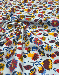 Flower Garden Sweatshirting Cotton Lycra 2 Way Stretch - T9 Fabrics