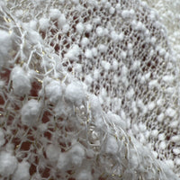 Fluffy Thick Gold Detail Ivory Knit Fabric - T9 Fabrics