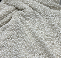 Fluffy Thick Gold Detail Ivory Knit Fabric - T9 Fabrics