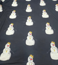Gangster Snowman Print Soft Spun Poly Stretch Fabric - T9 Fabrics