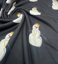 Gangster Snowman Print Soft Spun Poly Stretch Fabric - T9 Fabrics