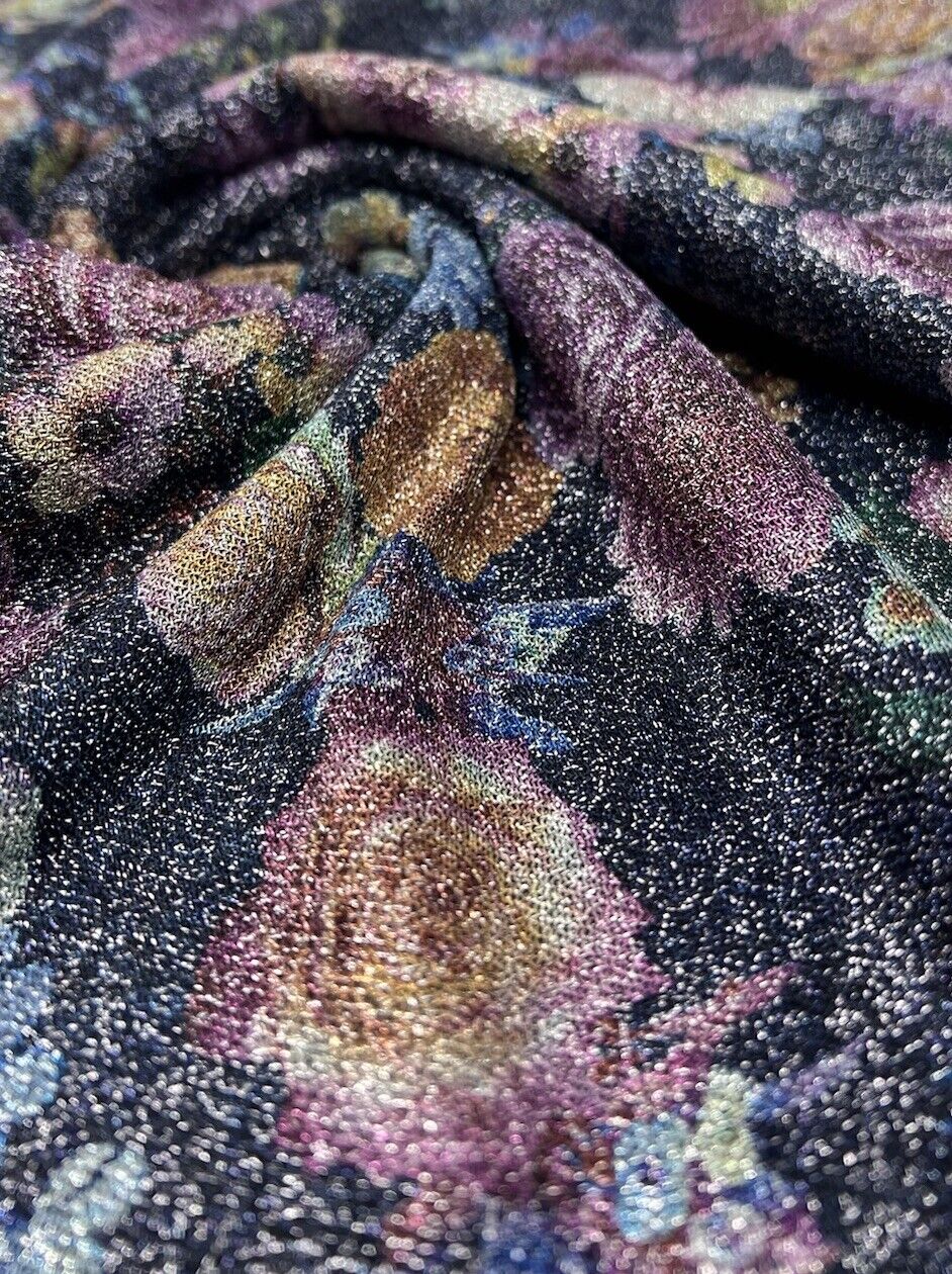 Glitter Floral Lightweight Stretch Fabric - T9 Fabrics