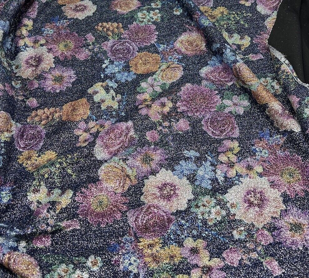 Glitter Floral Lightweight Stretch Fabric - T9 Fabrics