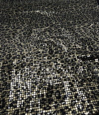 Gold Black Animal Sequin Detail Print Lurex Stretch Fabric - T9 Fabrics