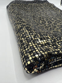 Gold Black Animal Sequin Detail Print Lurex Stretch Fabric - T9 Fabrics