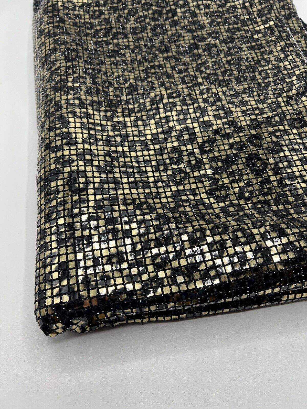 Gold Black Animal Sequin Detail Print Lurex Stretch Fabric - T9 Fabrics