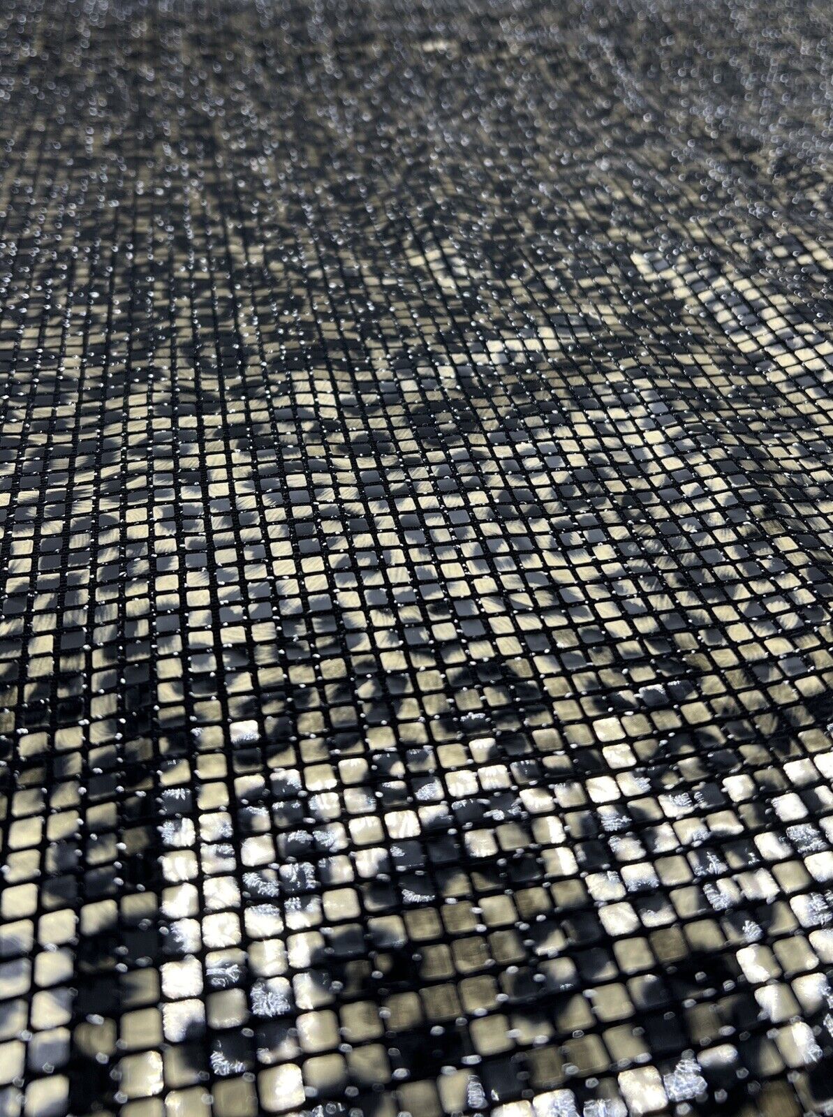 Gold Black Animal Sequin Detail Print Lurex Stretch Fabric - T9 Fabrics