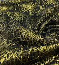 Gold Black Cobweb Halloween Print Mesh Fabric Stretch - T9 Fabrics