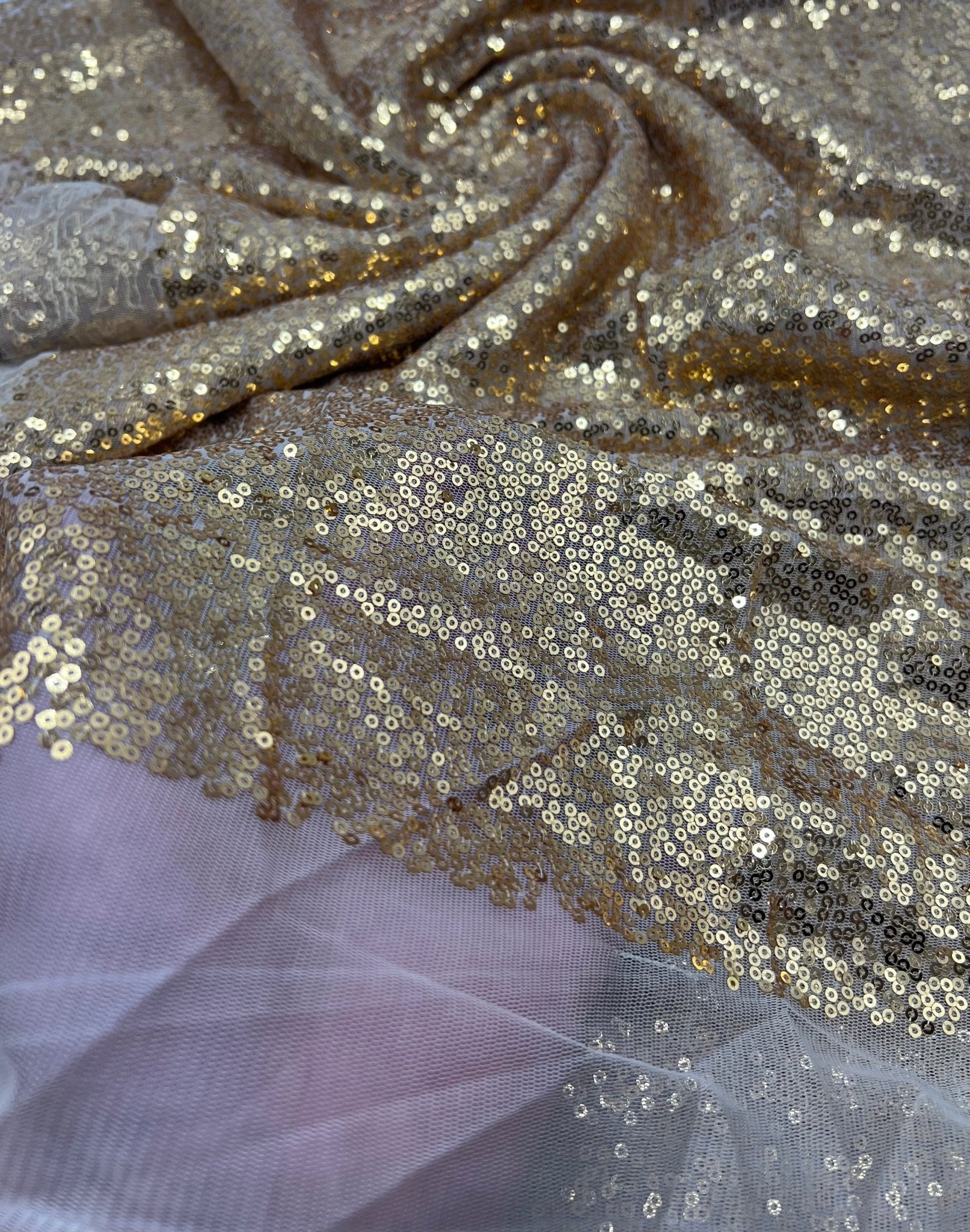 Gold On Stone Sequin Detail Non Stretch Fabric - T9 Fabrics
