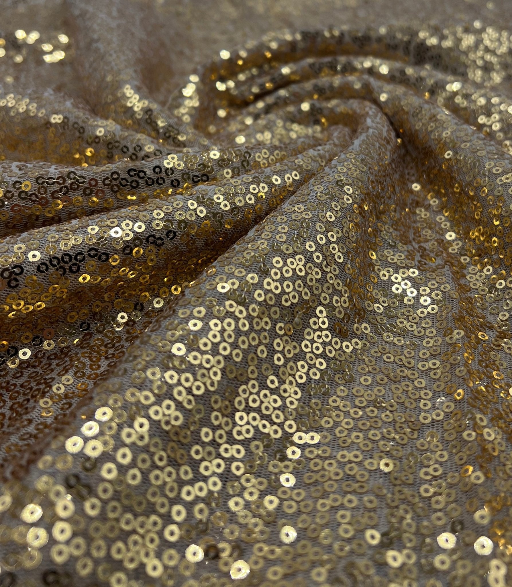 Gold On Stone Sequin Detail Non Stretch Fabric - T9 Fabrics