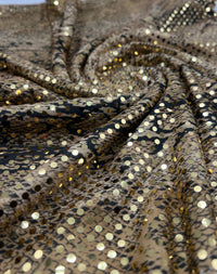 Gold Snake Print Sequin Soft Touch Stretch Fabric - T9 Fabrics