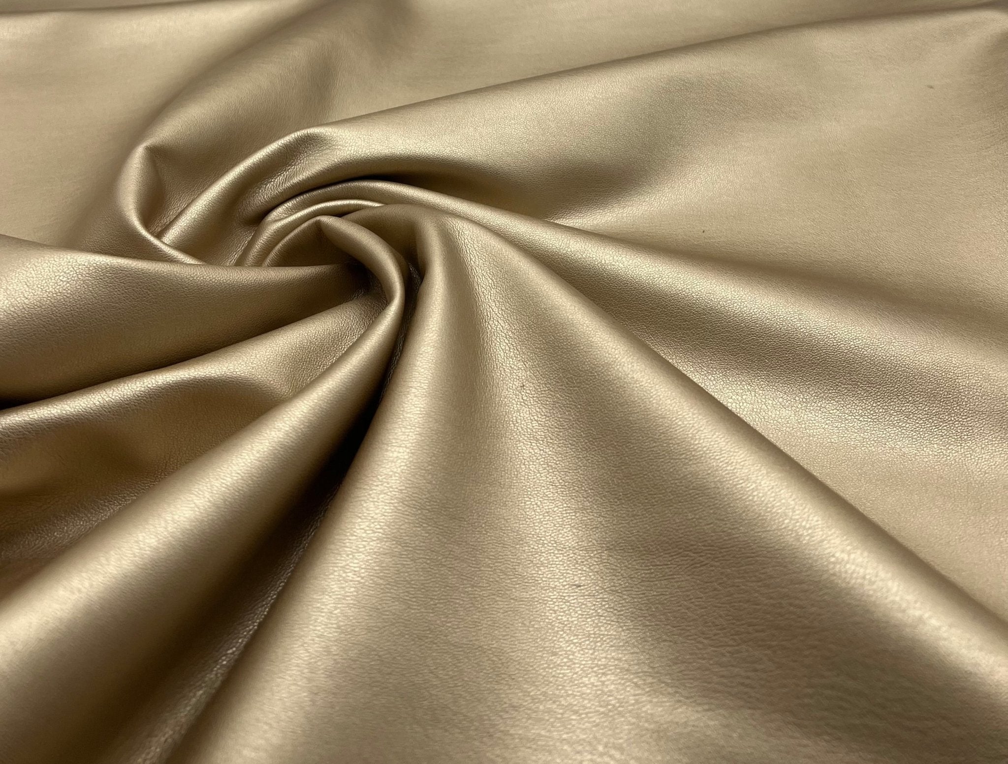 Gold Textured Faux Leather Leatherette Stretch Fabric - T9 Fabrics