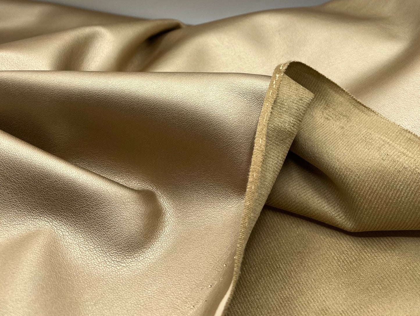 Gold Textured Faux Leather Leatherette Stretch Fabric - T9 Fabrics