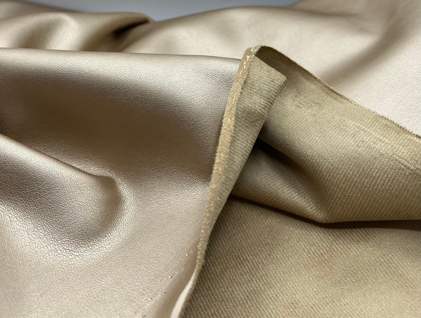 Gold Textured Faux Leather Leatherette Stretch Fabric - T9 Fabrics