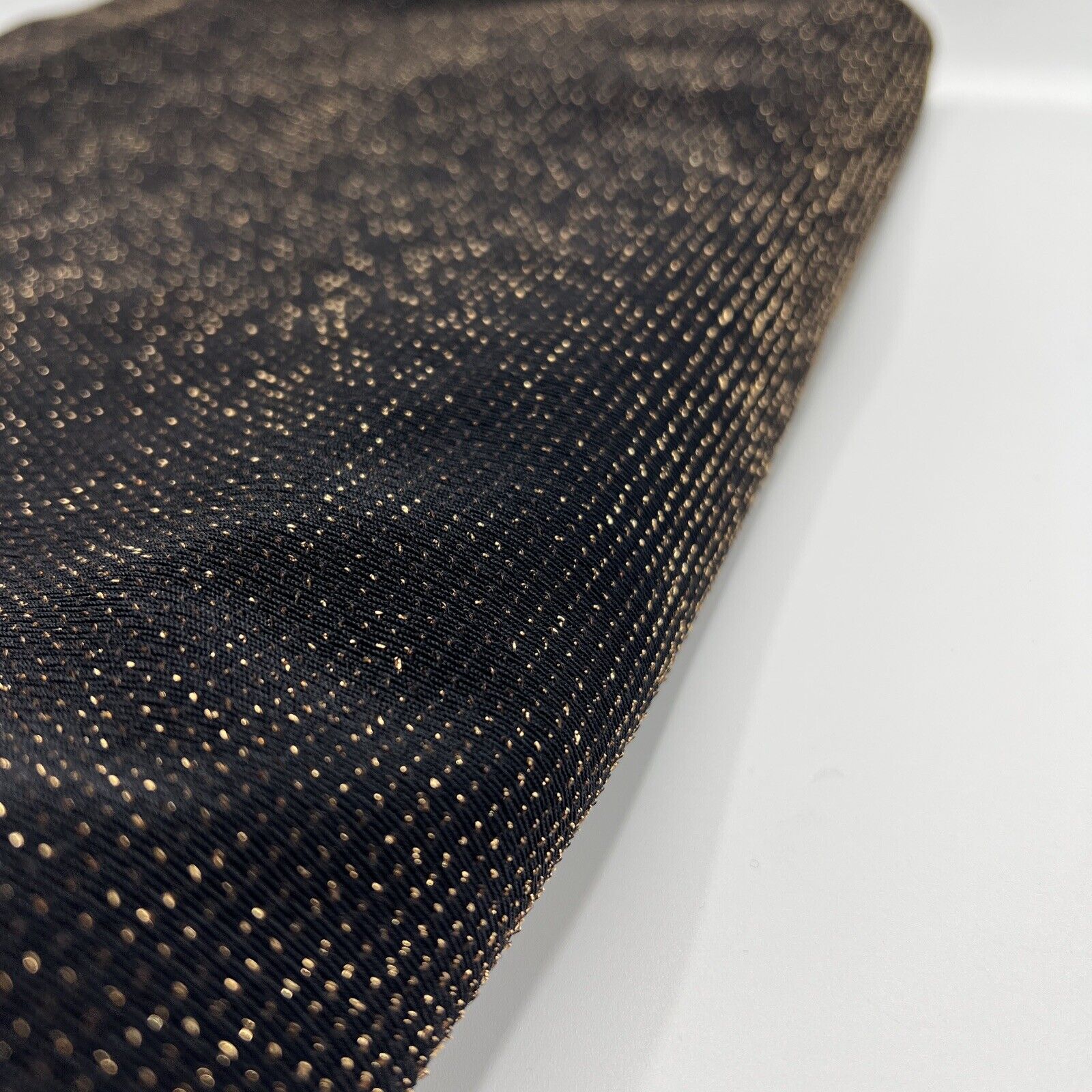 Gold Thread Detail Black Lurex Fabric - T9 Fabrics