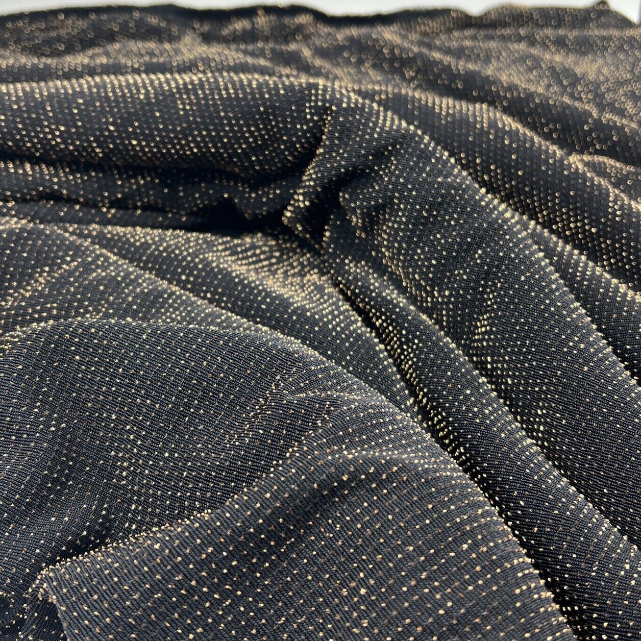 Gold Thread Detail Black Lurex Fabric - T9 Fabrics