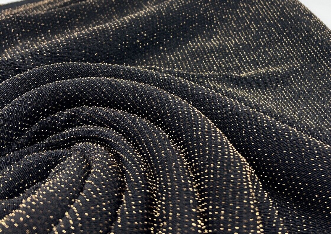 Gold Thread Detail Black Lurex Fabric - T9 Fabrics