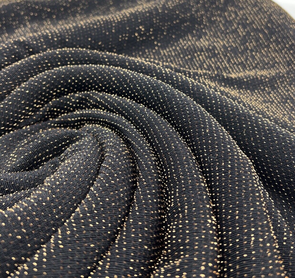 Gold Thread Detail Black Lurex Fabric - T9 Fabrics