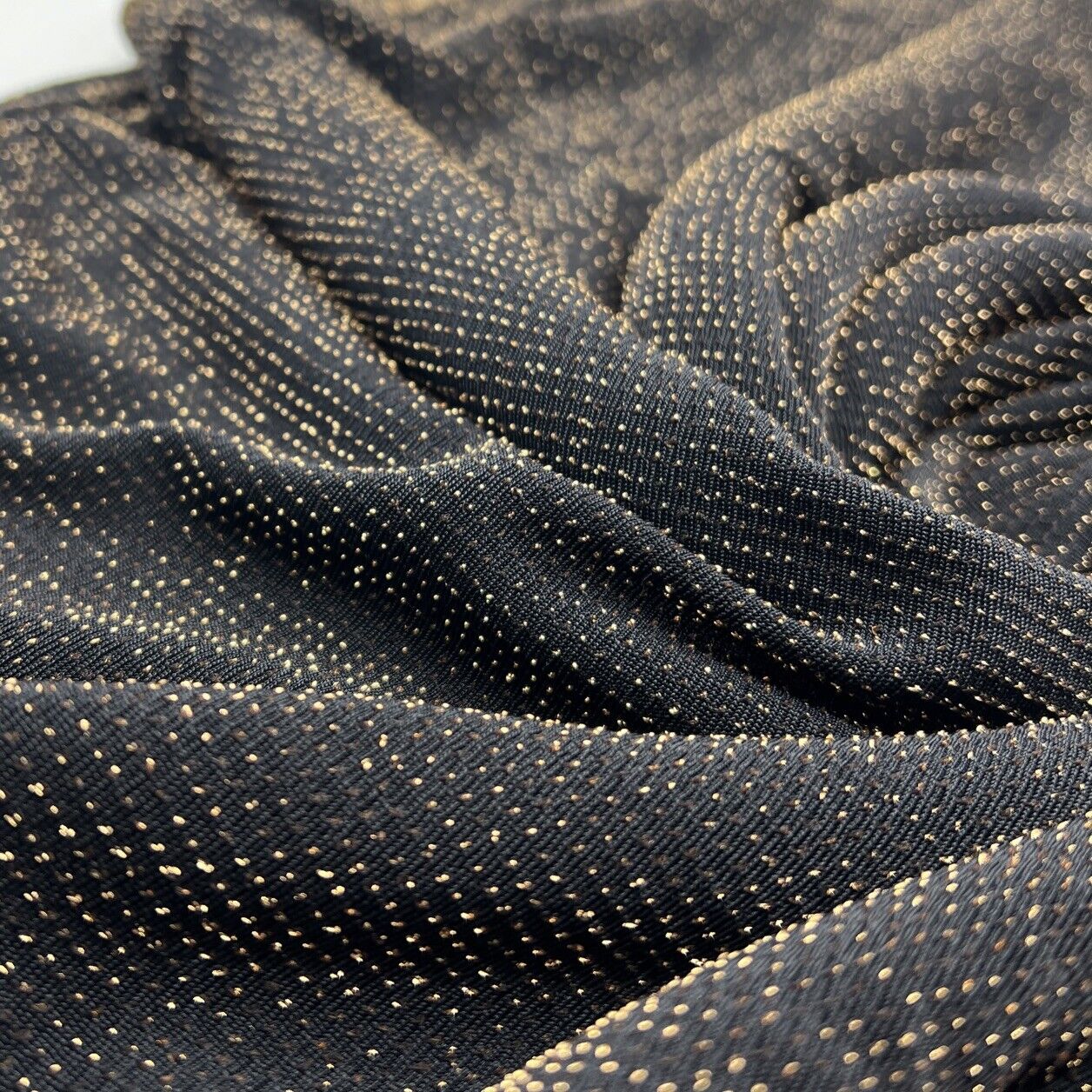 Gold Thread Detail Black Lurex Fabric - T9 Fabrics