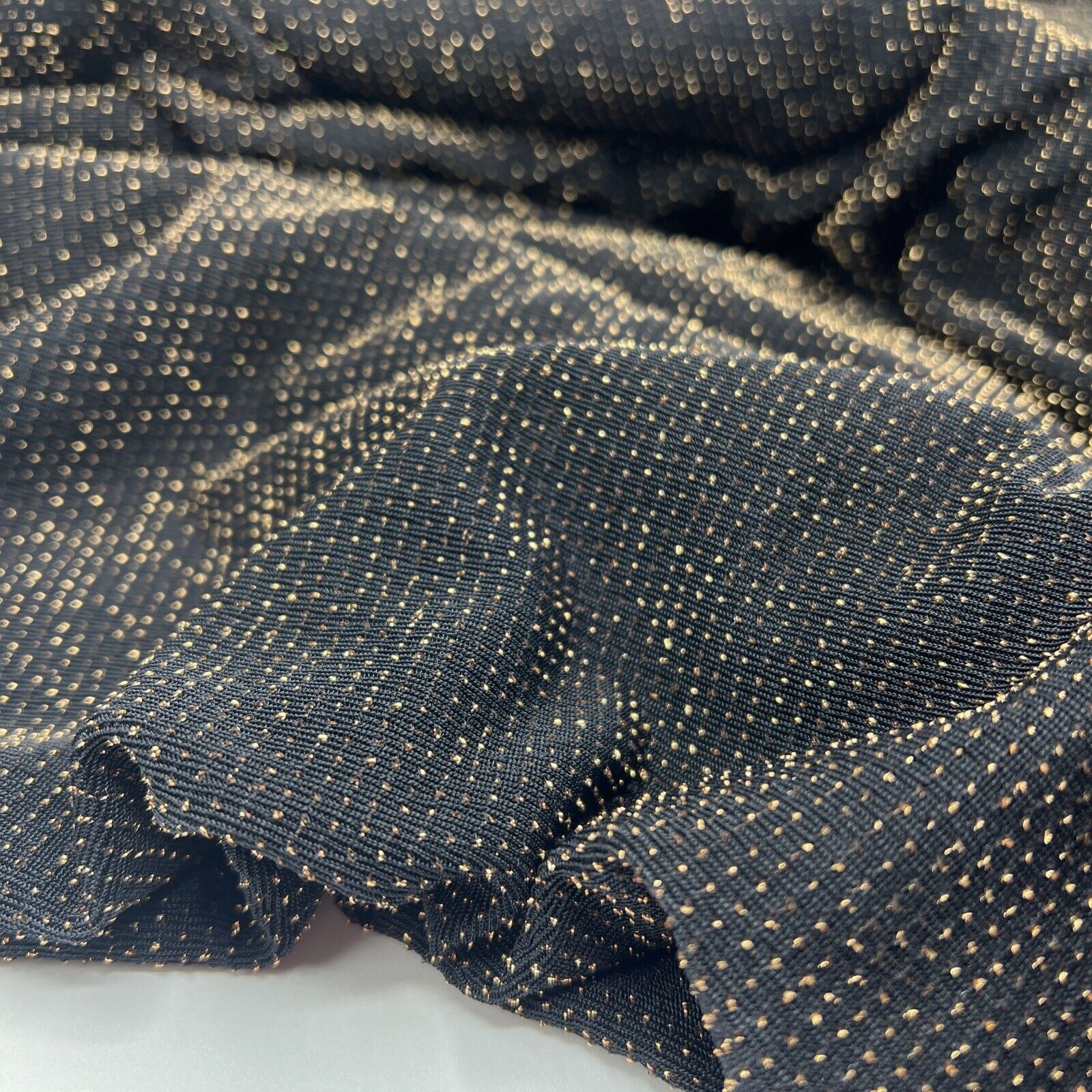 Gold Thread Detail Black Lurex Fabric - T9 Fabrics