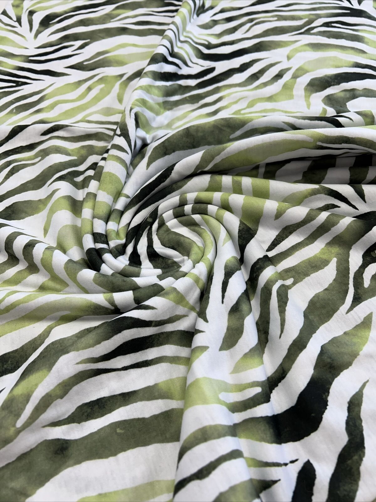 Green Animal Spun Poly Stretch Fabric - T9 Fabrics