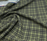 Green Black Check Print Lightweight Bubble Crepe Fabric - T9 Fabrics