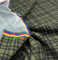 Green Black Check Print Lightweight Bubble Crepe Fabric - T9 Fabrics