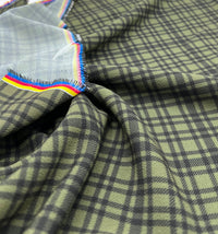 Green Black Check Print Lightweight Bubble Crepe Fabric - T9 Fabrics