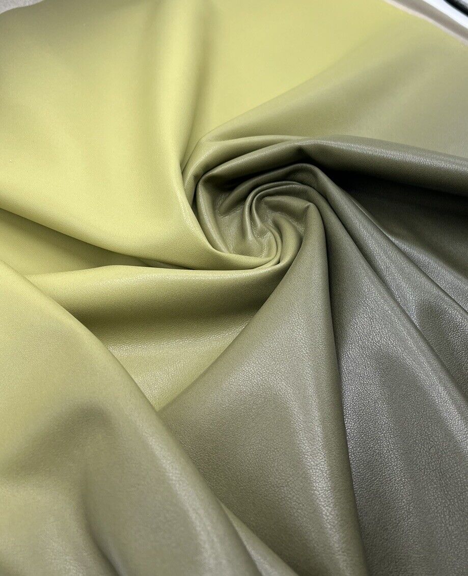 Green Black Faux Leather Leatherette Stretch Fabric - T9 Fabrics