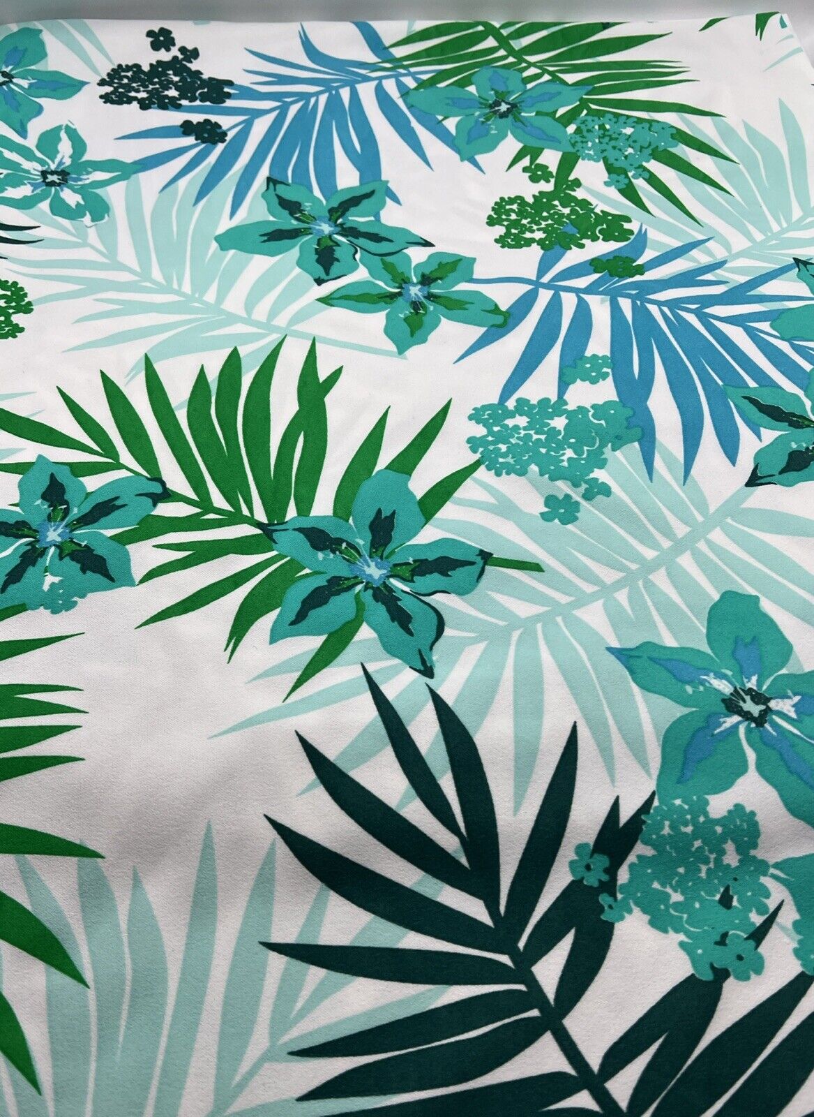 Green Blue Floral Printed Scuba Crepe Jersey Fabric 4 Way Stretch - T9 Fabrics