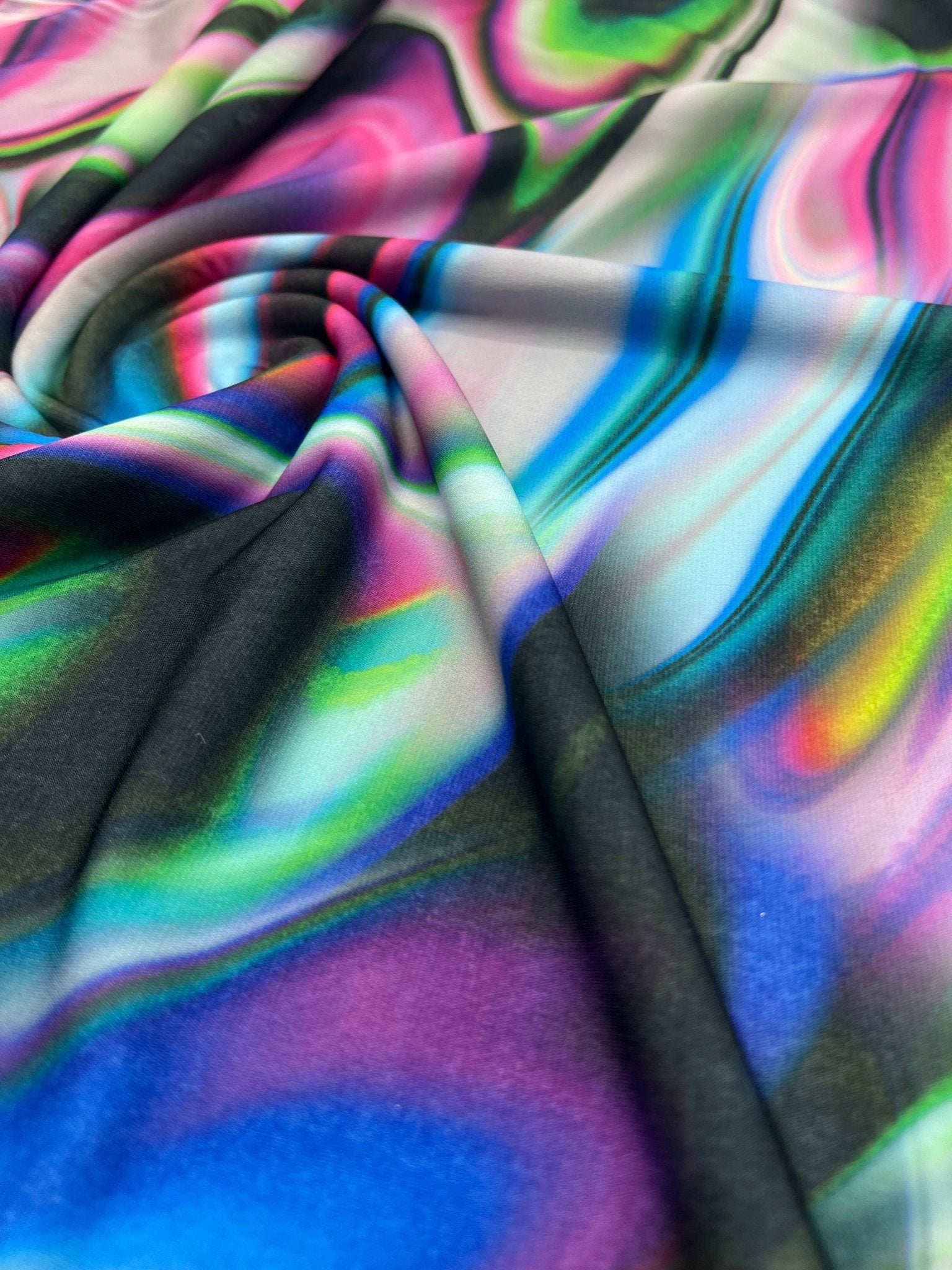 Green Blue Purple Mix Print ITY Fabric 4 Way Stretch - T9 Fabrics