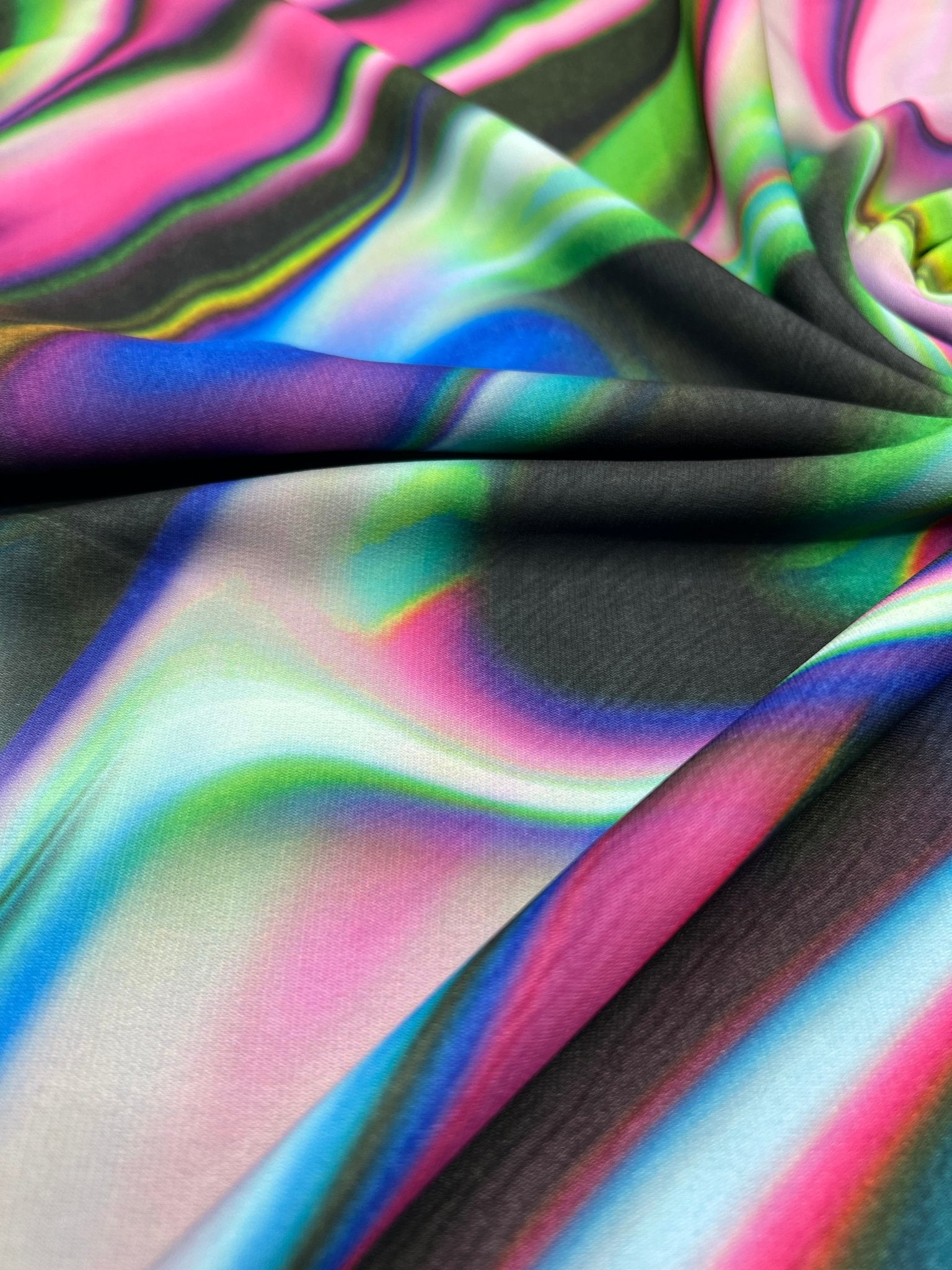 Green Blue Purple Mix Print ITY Fabric 4 Way Stretch - T9 Fabrics