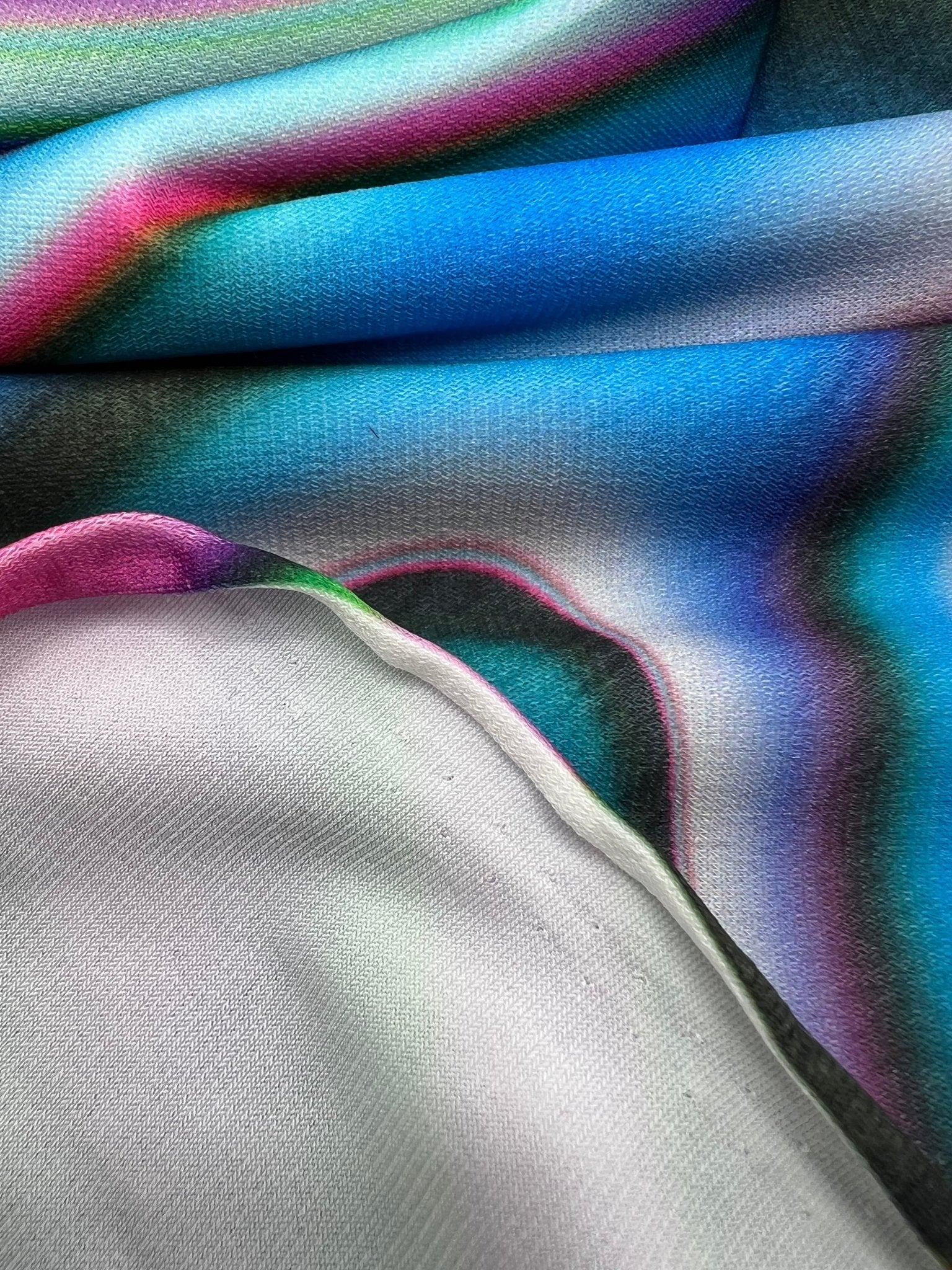 Green Blue Purple Mix Print ITY Fabric 4 Way Stretch - T9 Fabrics