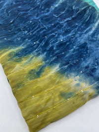 Green Blue Sequin Lightweight Non Stretch Woven Fabric - T9 Fabrics