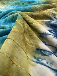 Green Blue Sequin Lightweight Non Stretch Woven Fabric - T9 Fabrics