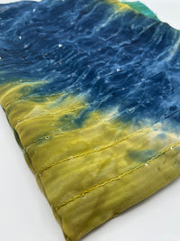 Green Blue Sequin Lightweight Non Stretch Woven Fabric - T9 Fabrics
