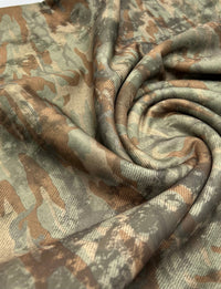 Green Camo Printed Plain Scuba Fabric - T9 Fabrics