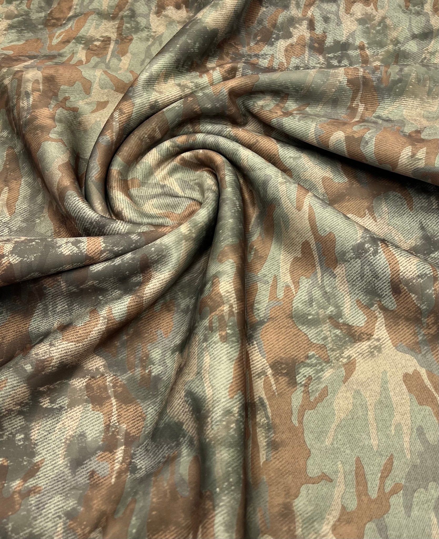 Green Camo Printed Plain Scuba Fabric - T9 Fabrics