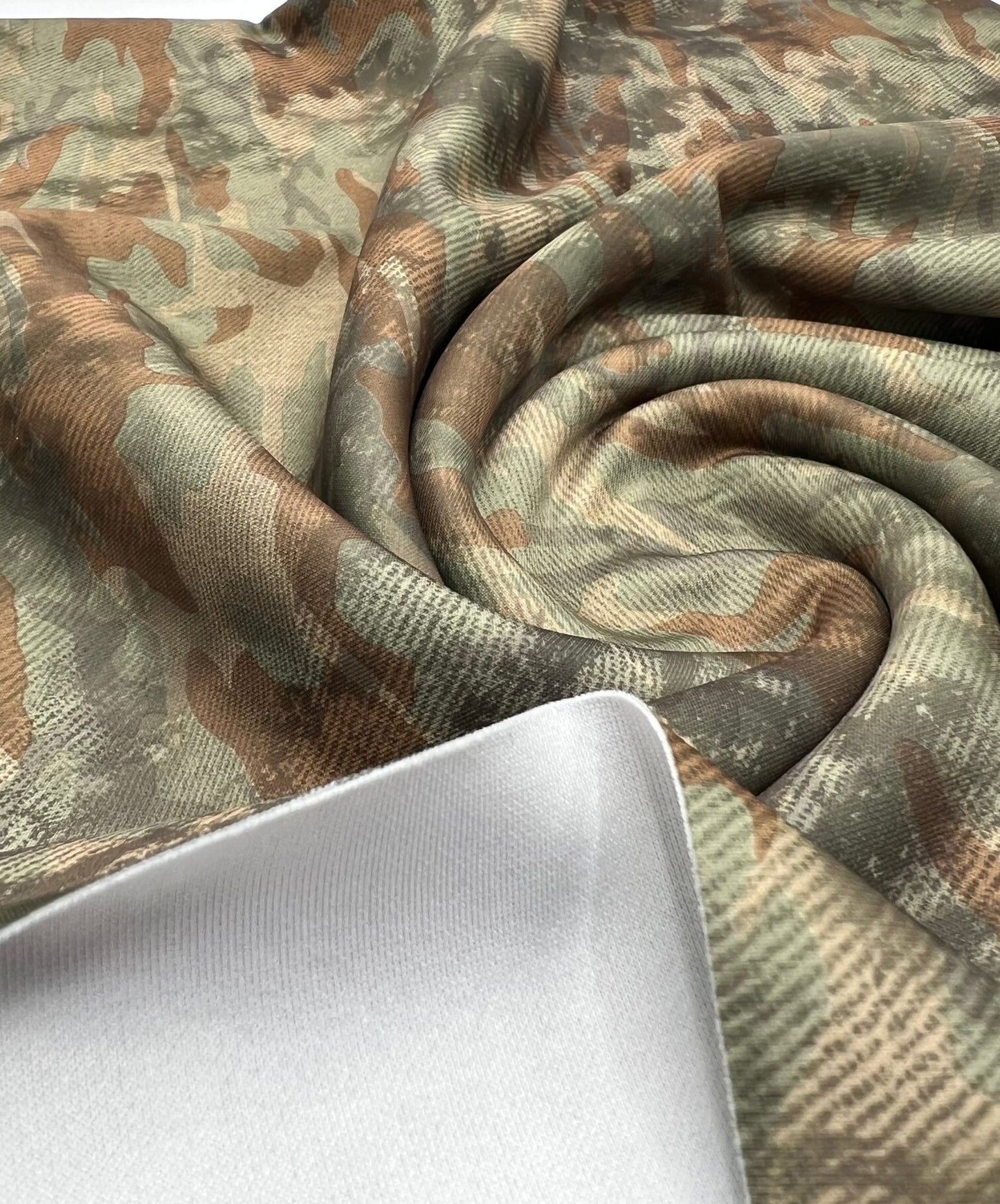 Green Camo Printed Plain Scuba Fabric - T9 Fabrics