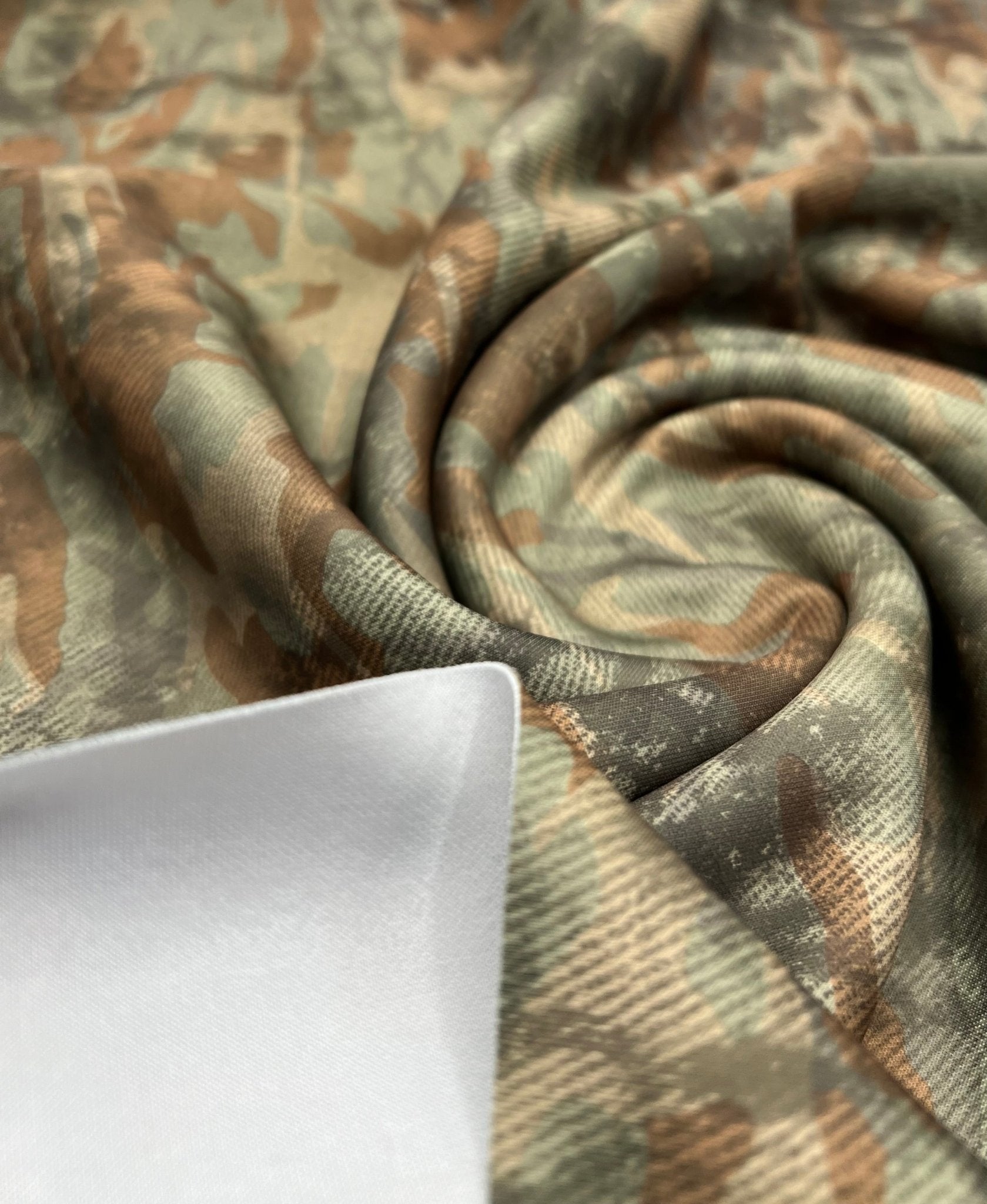 Green Camo Printed Plain Scuba Fabric - T9 Fabrics