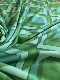 Green Diamond Print Spun Poly Stretch Fabric - T9 Fabrics