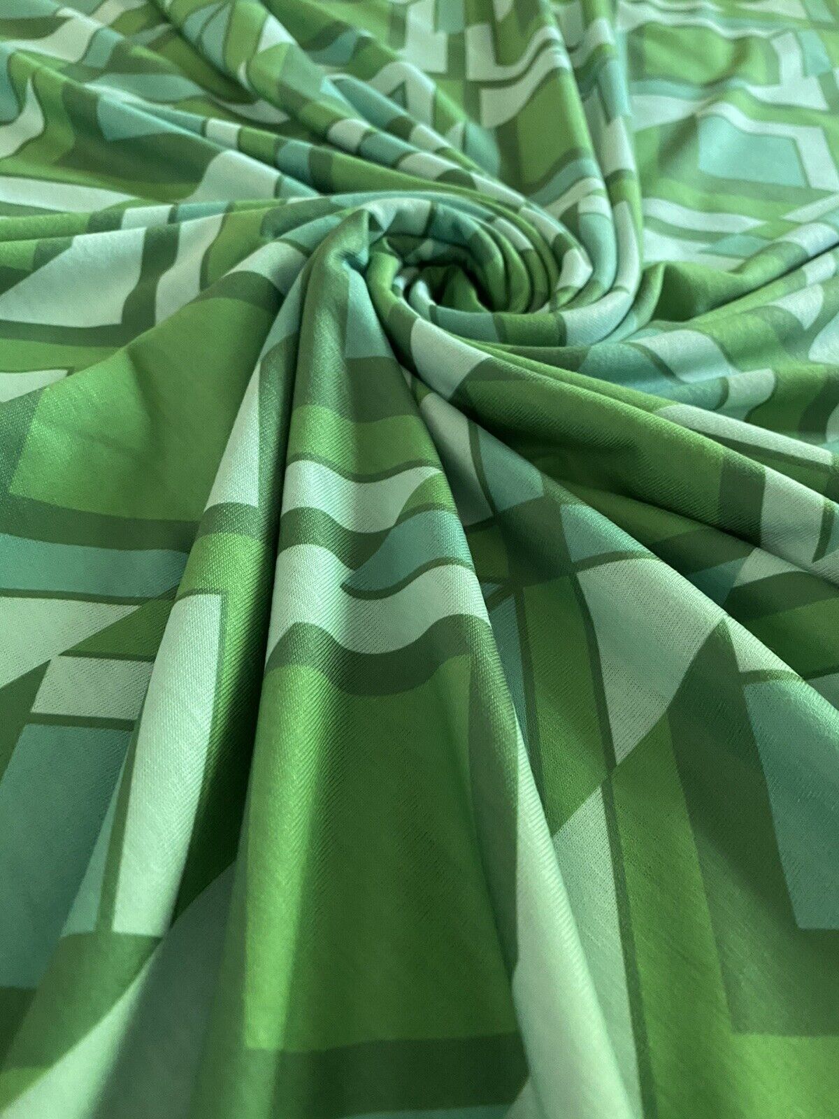 Green Diamond Print Spun Poly Stretch Fabric - T9 Fabrics