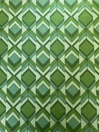 Green Diamond Print Spun Poly Stretch Fabric - T9 Fabrics