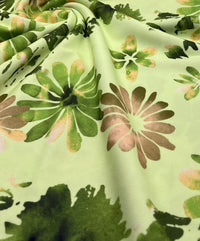 Green Floral Printed Scuba Crepe Jersey Fabric 4 Way Stretch - T9 Fabrics