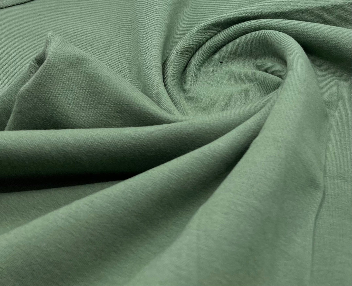 Green French Terry Loopback Cotton Jersey 230 GSM 95/5 Lycra 4 Way Stretch - T9 Fabrics